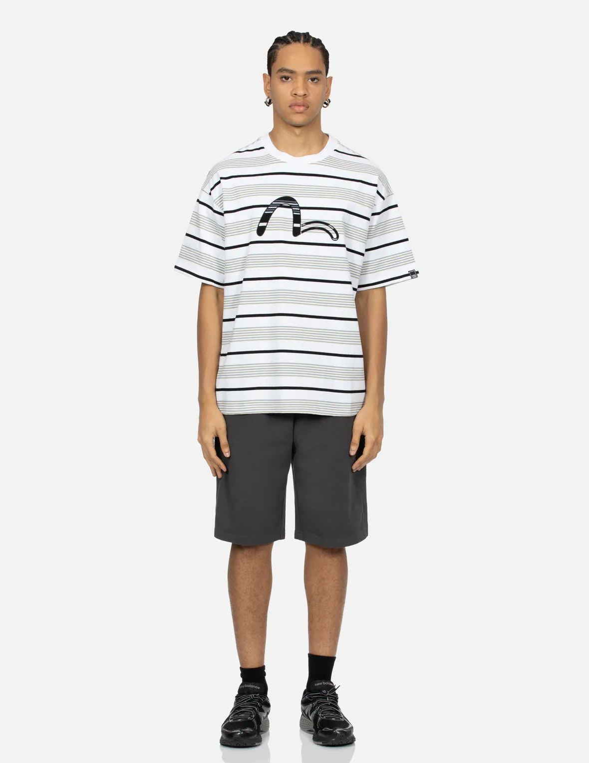 SPRING/ SUMMER COLLECTION 2025 Striped Seagull Appliqué Embroidery Loose Fit T-shirt