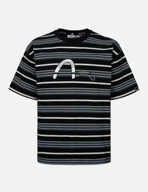 SPRING/ SUMMER COLLECTION 2025 Striped Seagull Appliqué Embroidery Loose Fit T-shirt