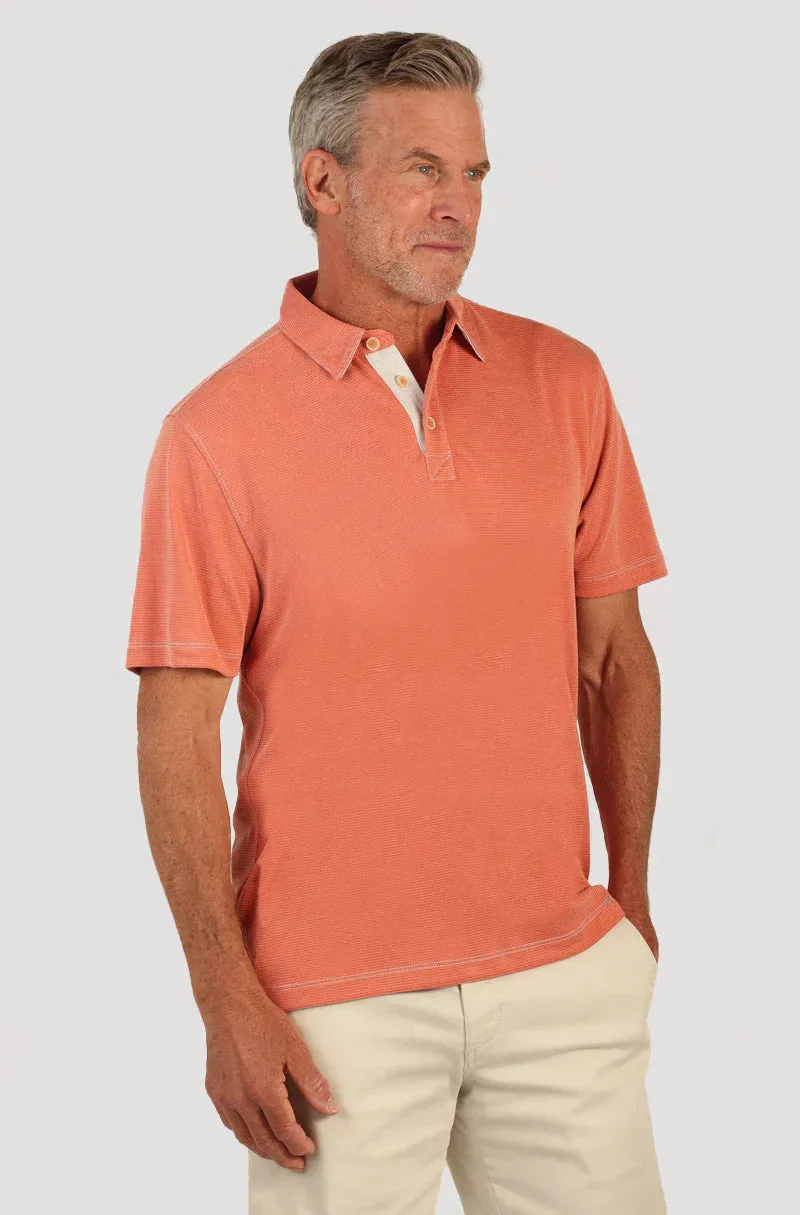 Sueded Dobby Model Polo - Orange