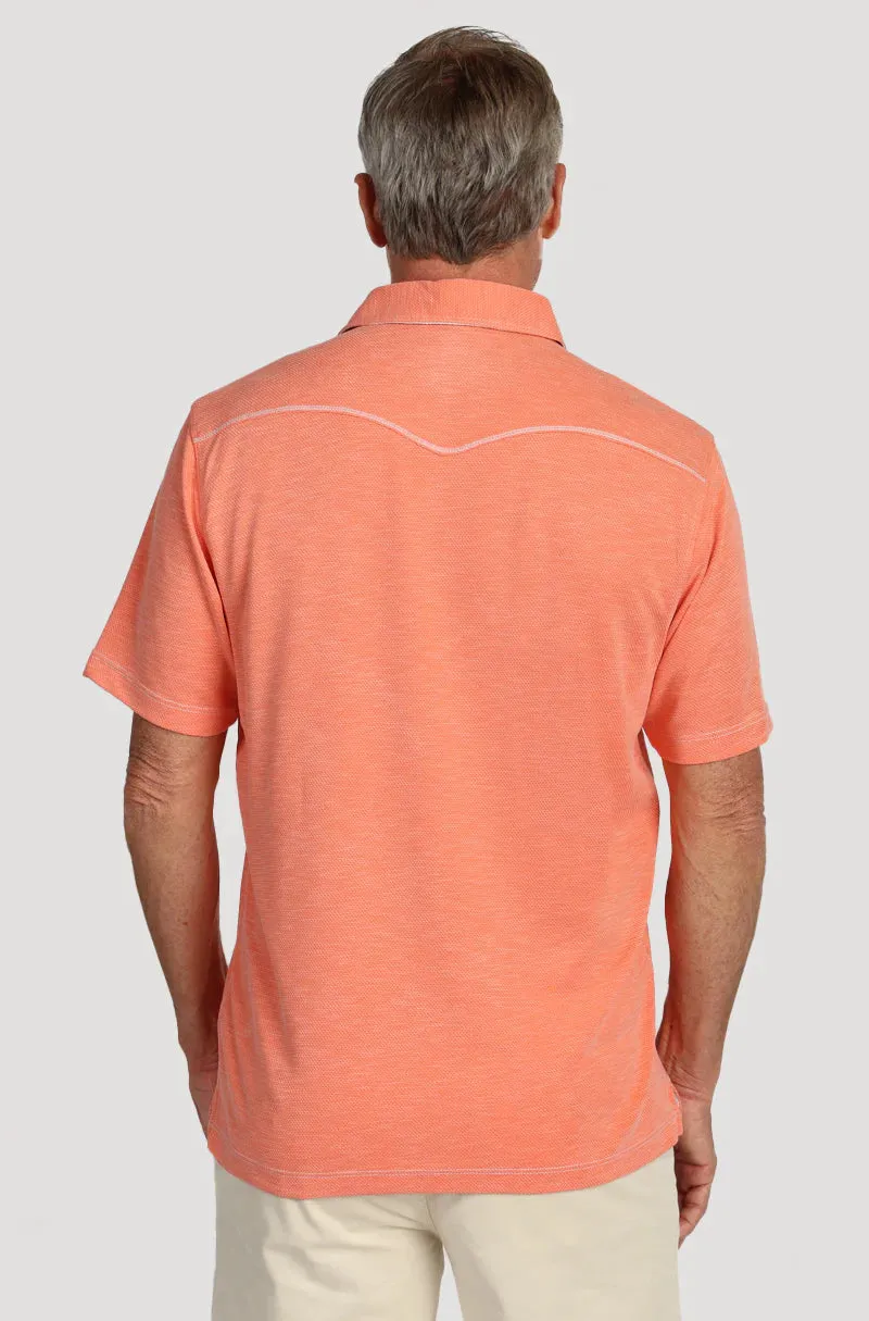 Sueded Dobby Model Polo - Orange