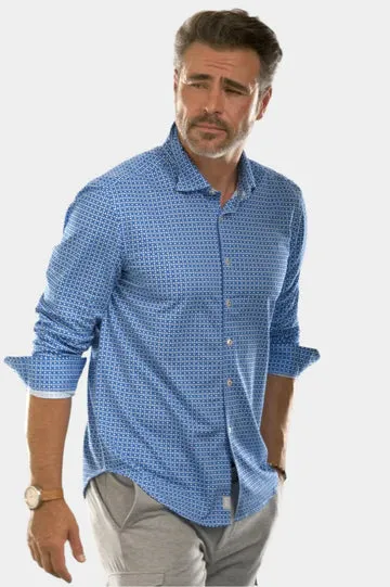 Swiss Check Long Sleeve Tech Shirt - Blue