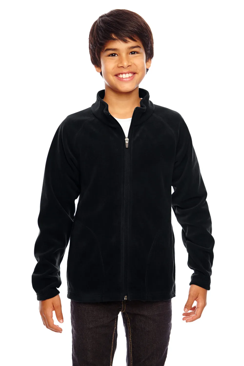 Team 365 Youth Campus Pill Resistant Microfleece Full Zip Jacket - Black