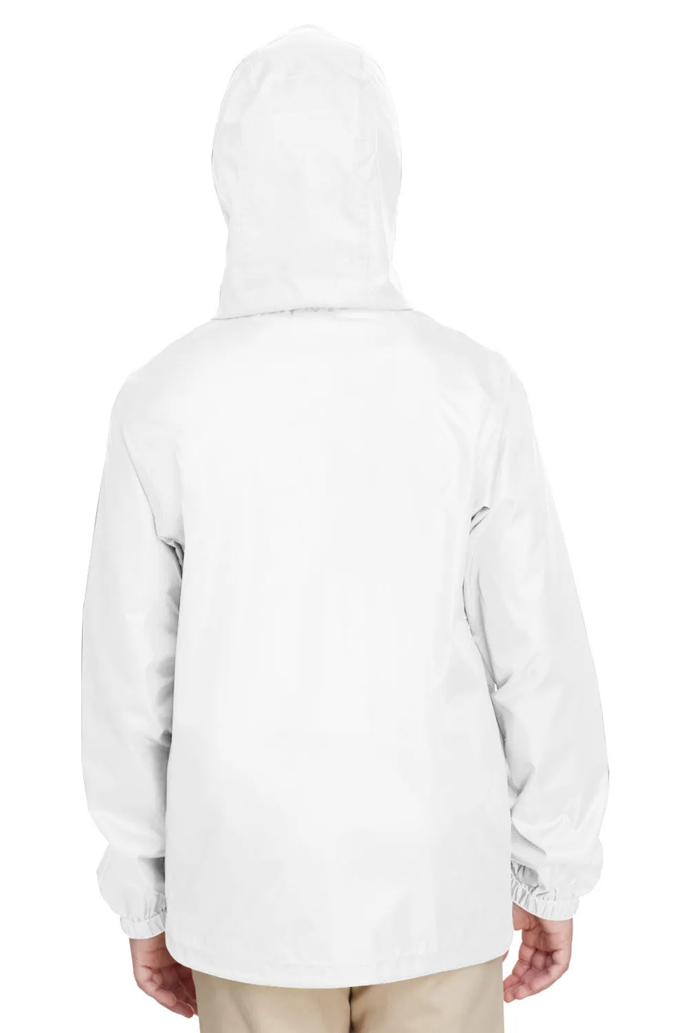 Team 365 Youth Zone Protect Water Resistant Full Zip Hooded Jacket - White