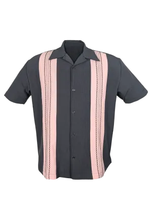 The Ricardo Bowling Shirt - Charcoal / Pink