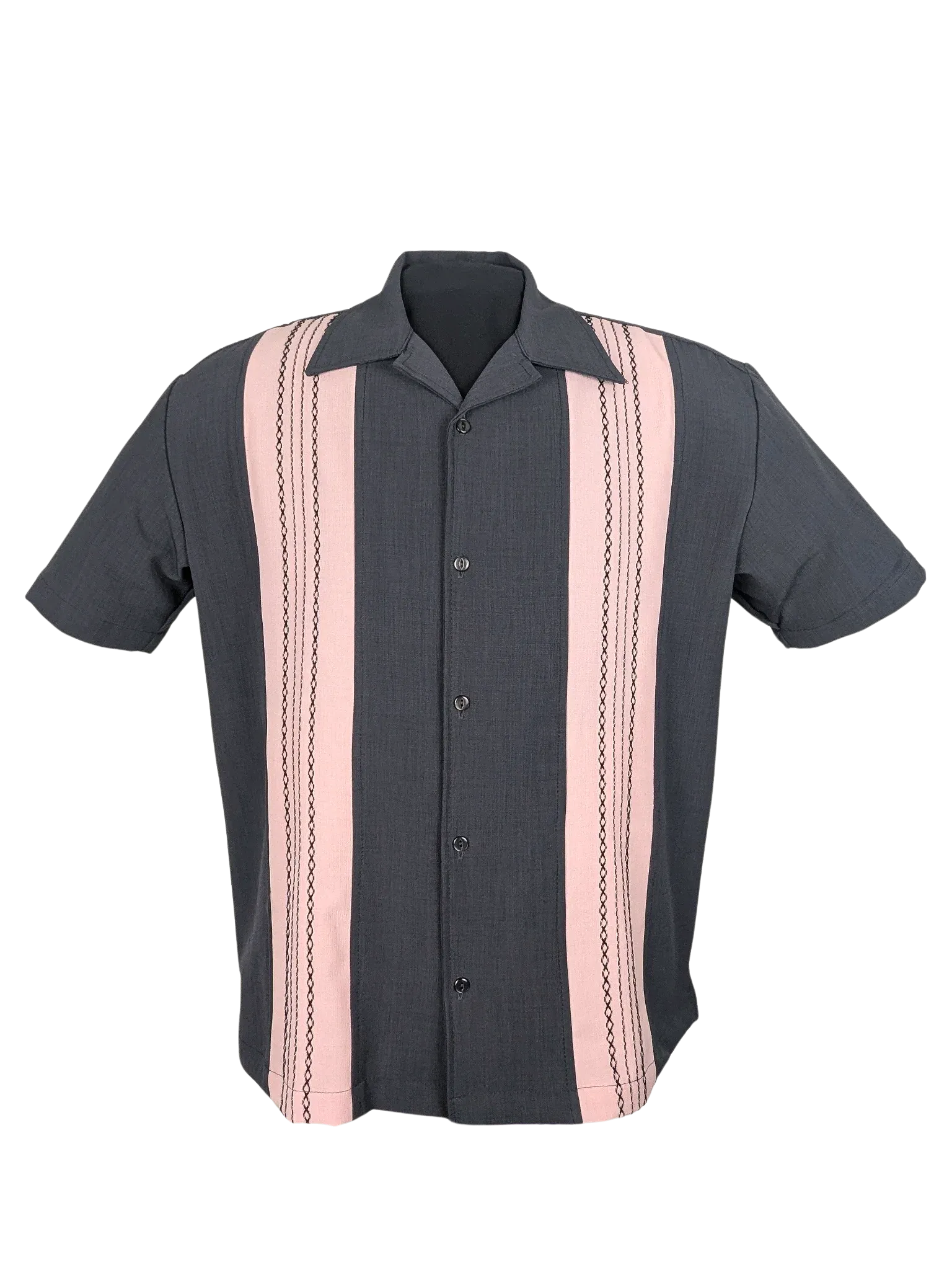 The Ricardo Bowling Shirt - Charcoal / Pink
