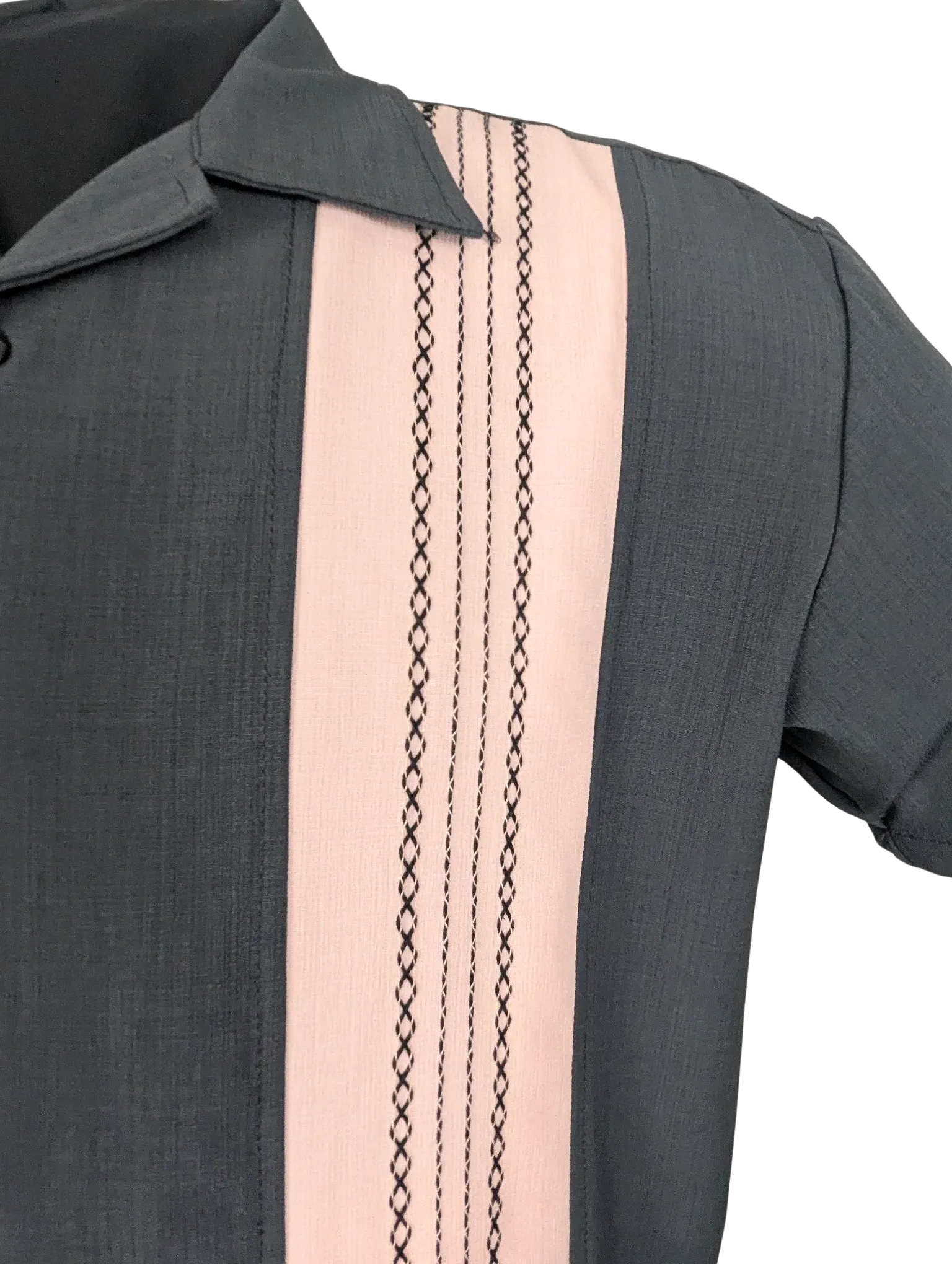 The Ricardo Bowling Shirt - Charcoal / Pink