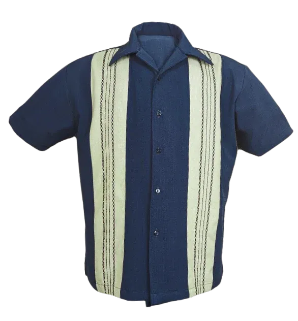 The Ricardo Bowling Shirt - Denim & Sage