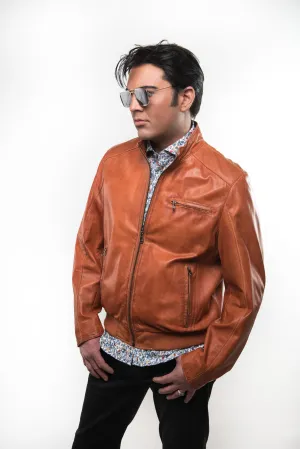 Tim Lambskin Leather Jacket - Orange