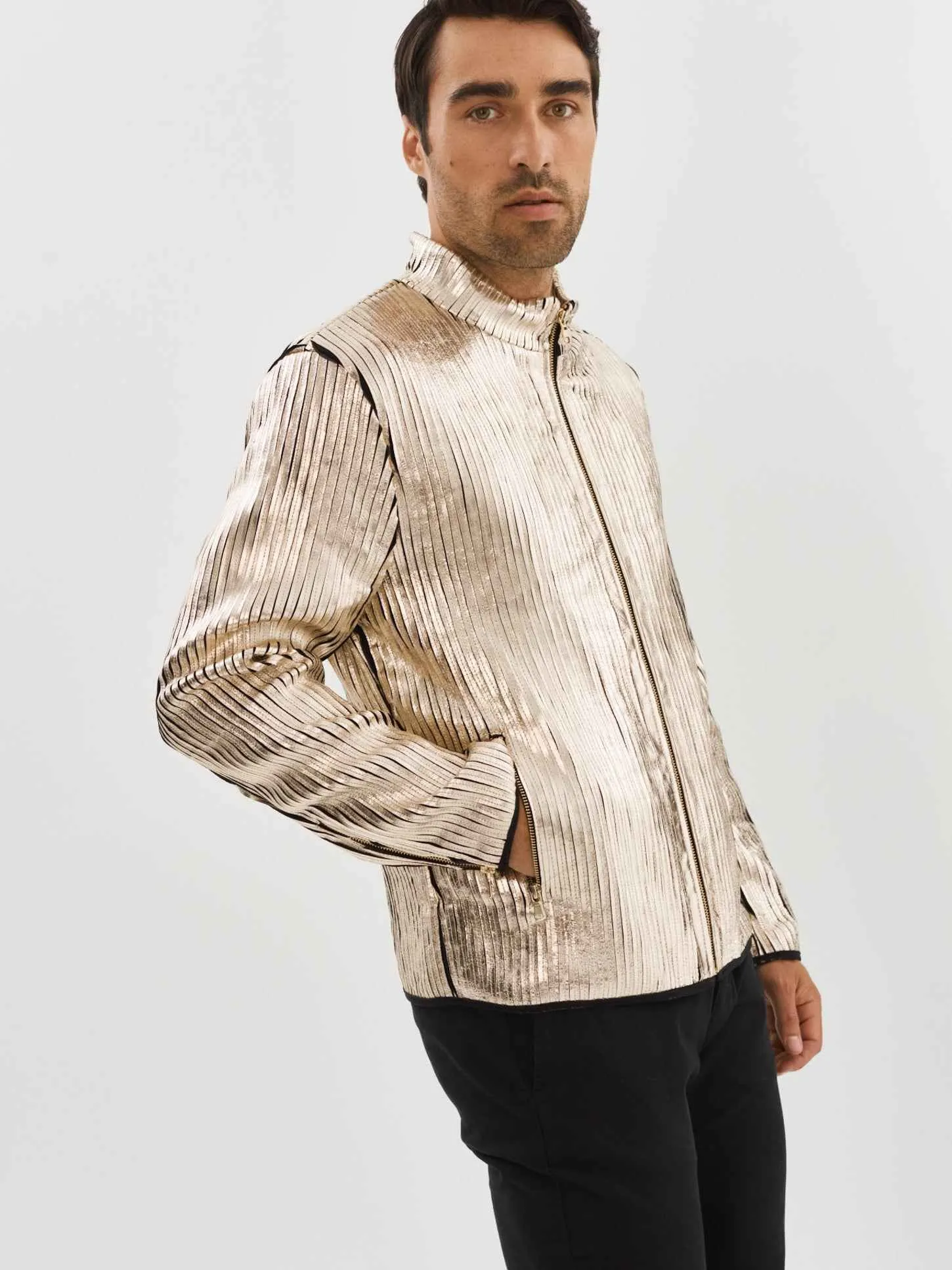 Win Leather Jacket- Gold