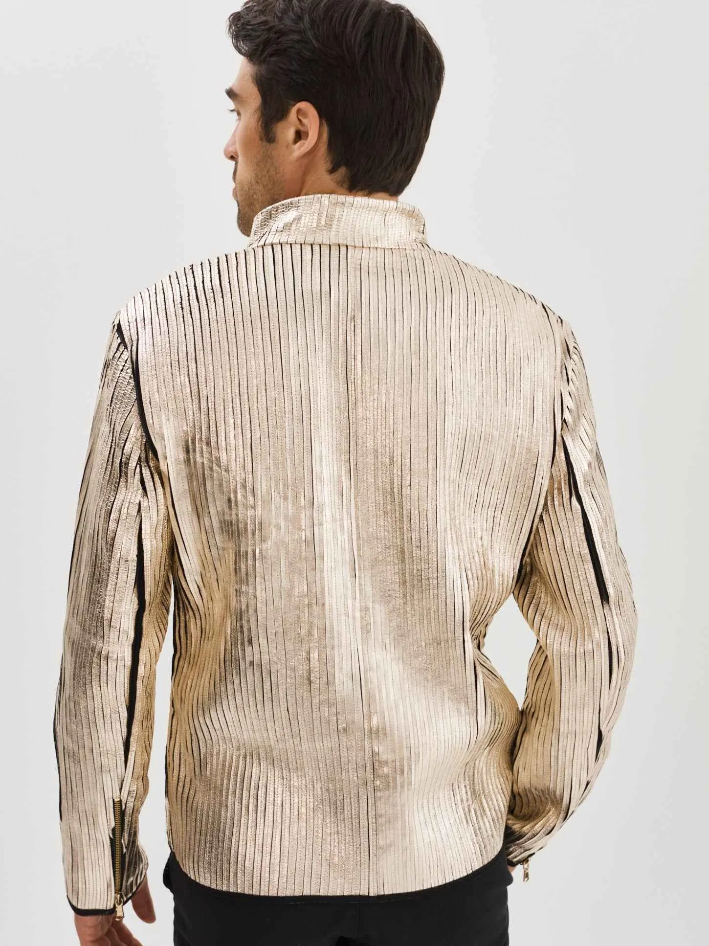 Win Leather Jacket- Gold