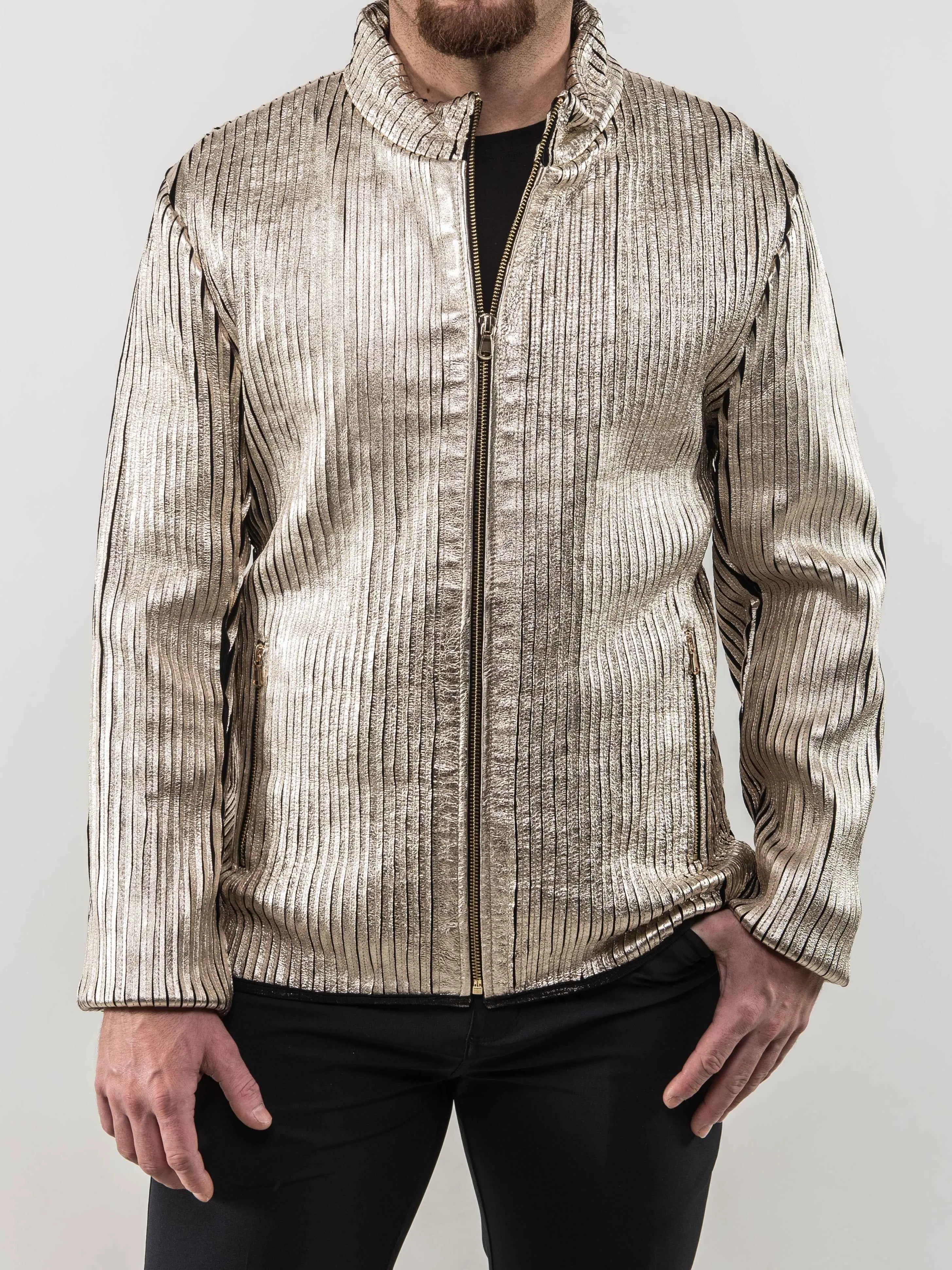 Win Leather Jacket- Gold