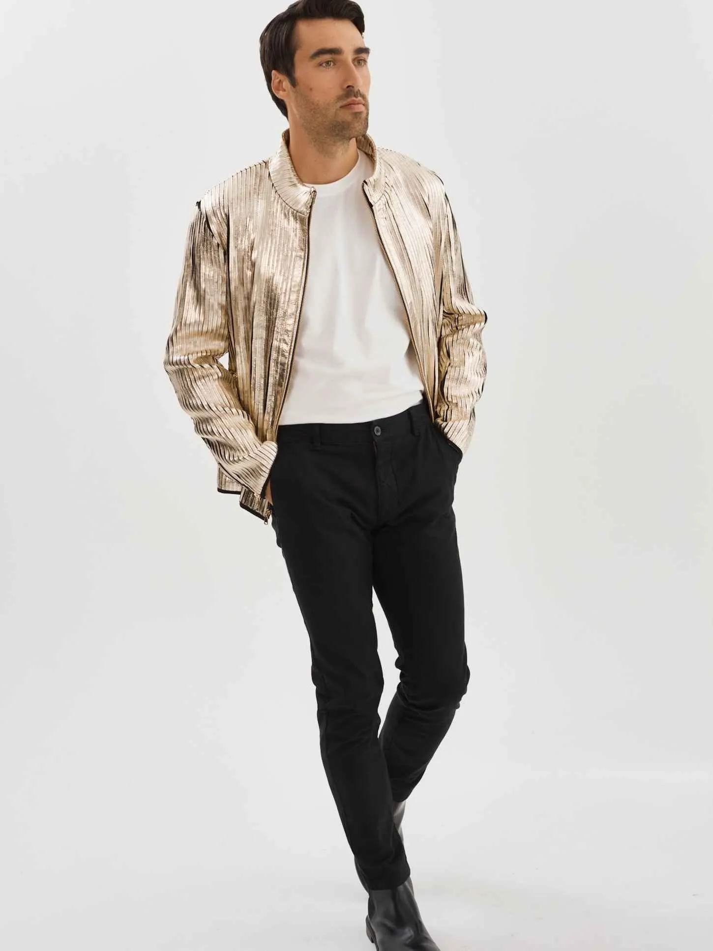 Win Leather Jacket- Gold
