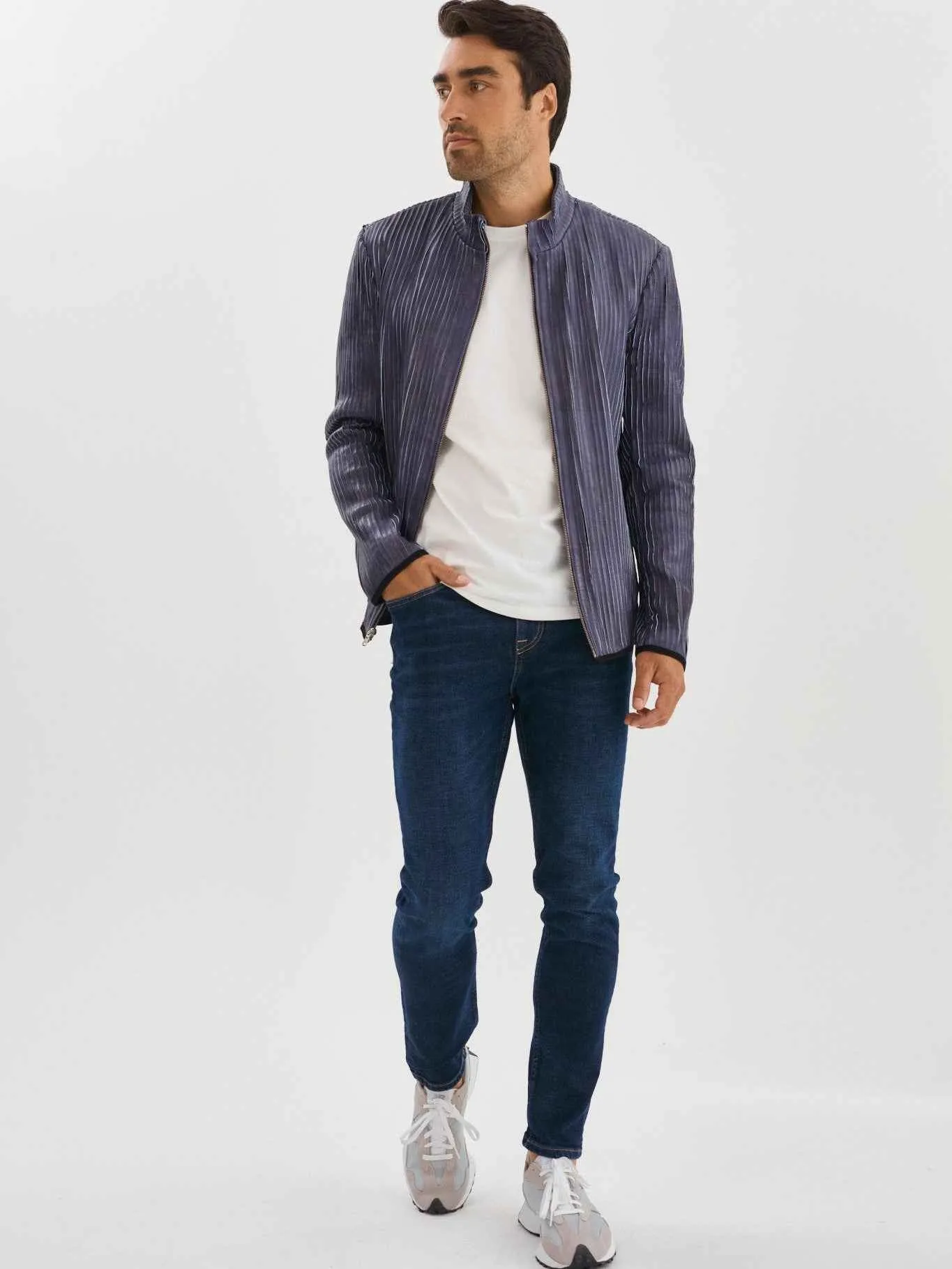 Win Leather Jacket- Royal Blue