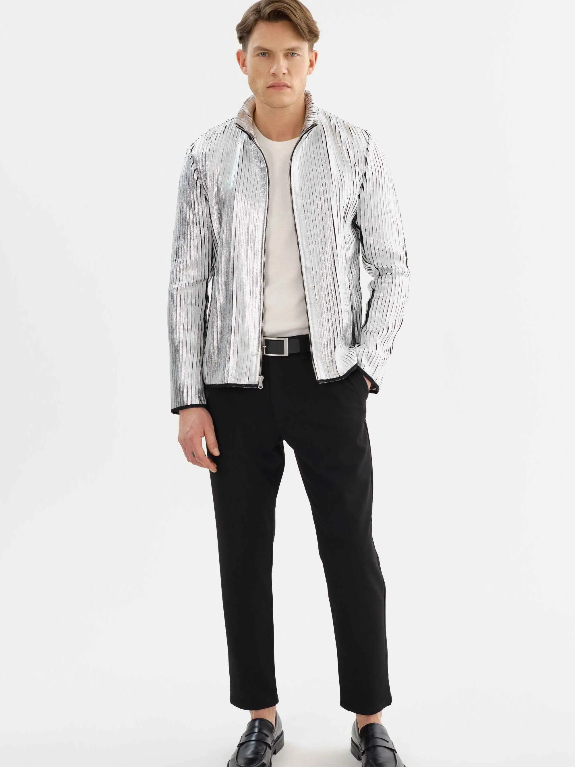 Win Leather Jacket- Silver