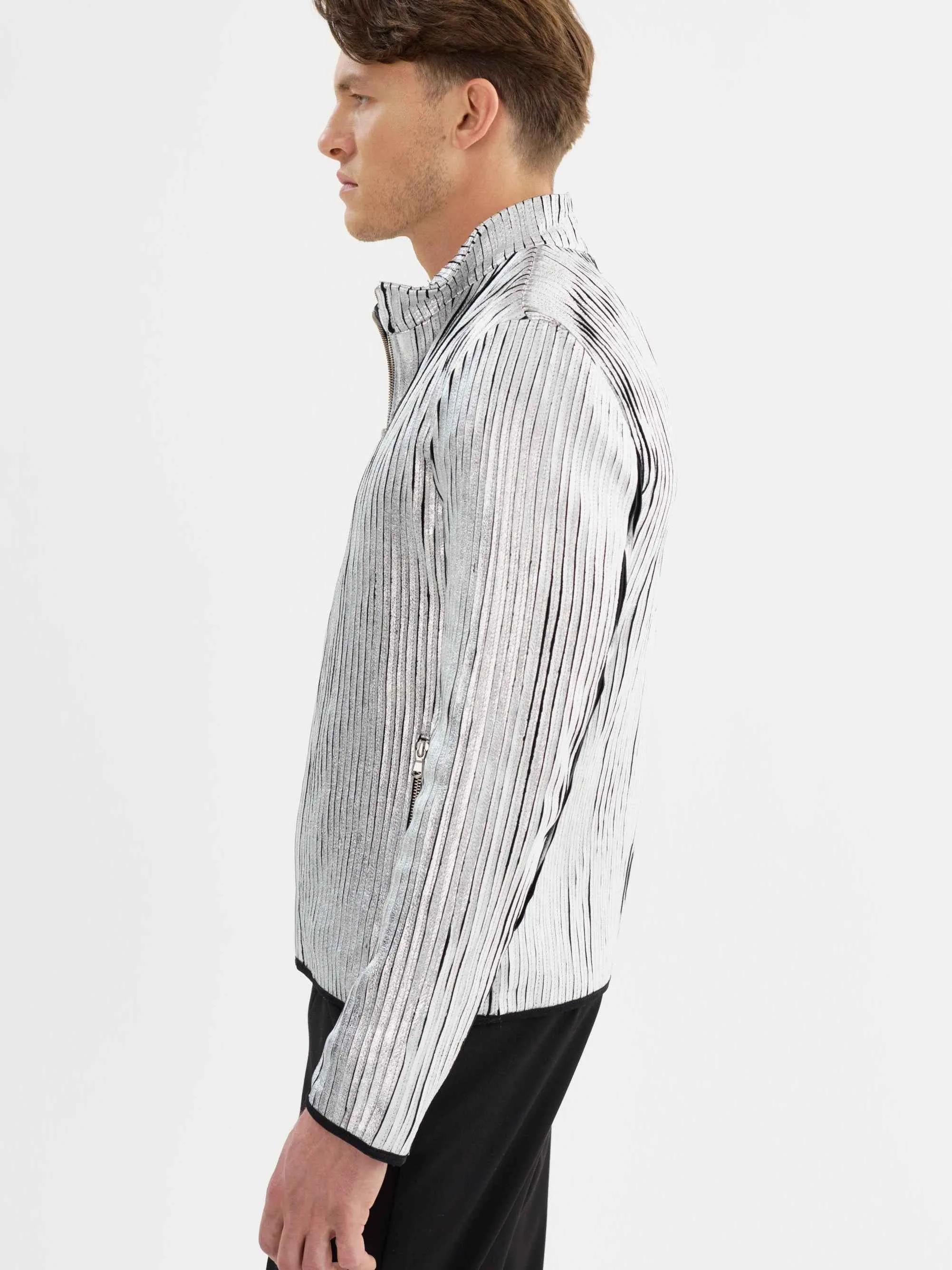 Win Leather Jacket- Silver