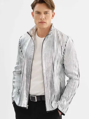 Win Leather Jacket- Silver