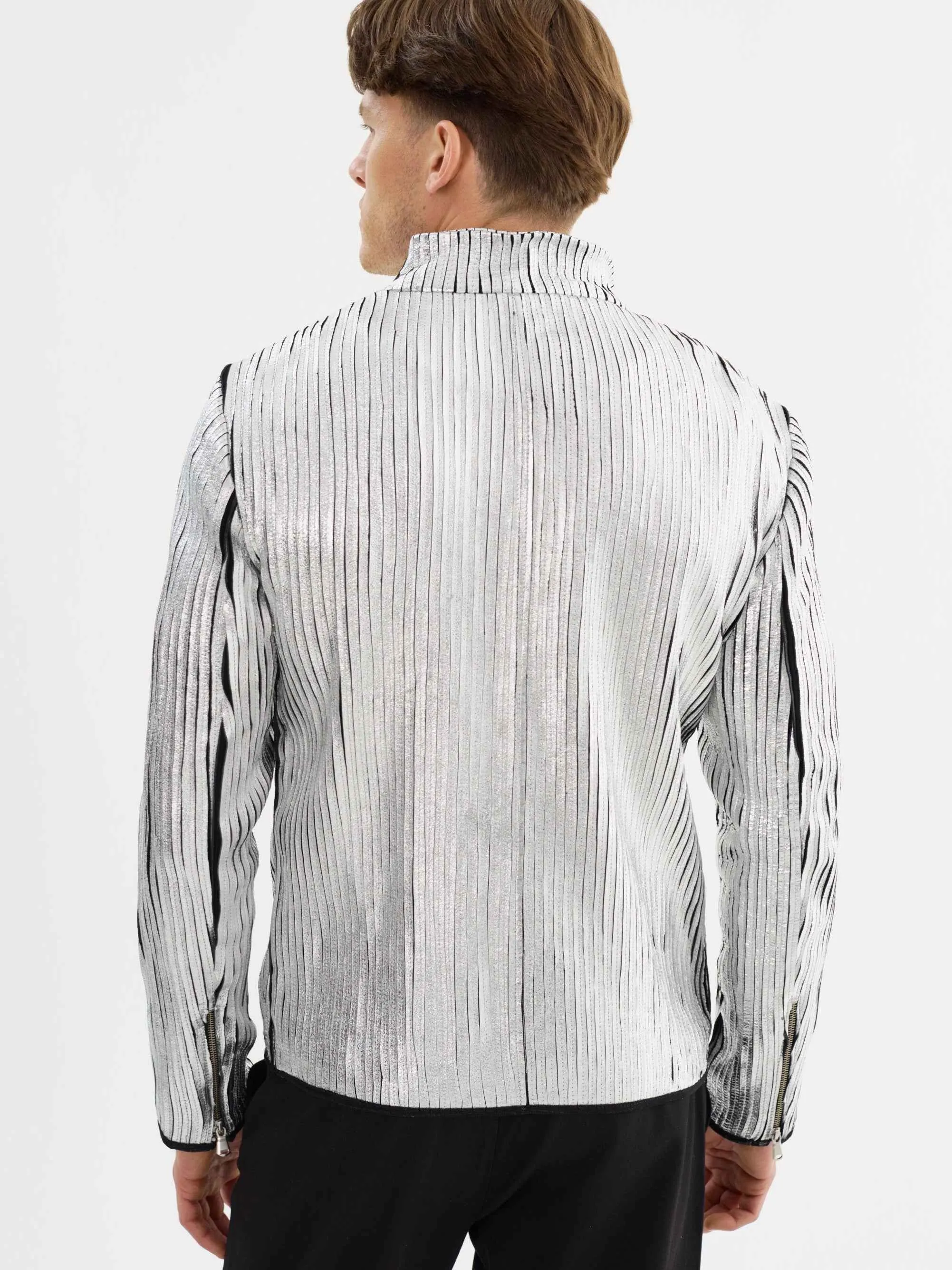 Win Leather Jacket- Silver